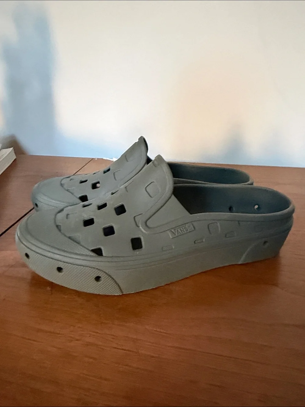 Vans Kids Olive Green Slip-On Clog Shoes